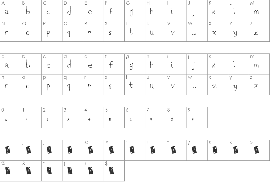 LowCase font character map preview
