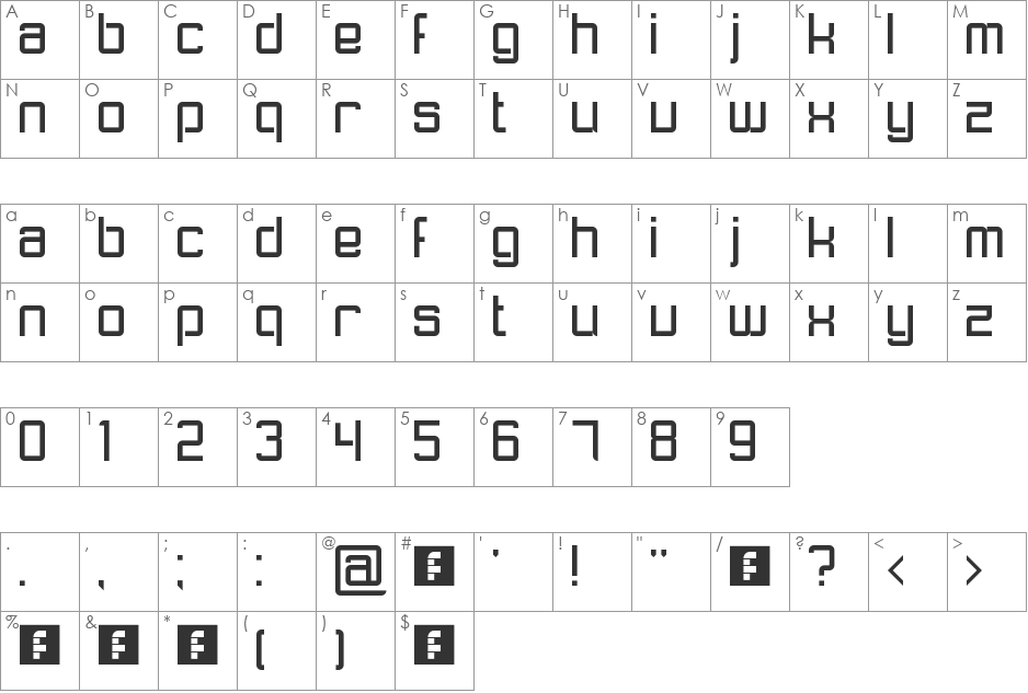 Lower Face font character map preview