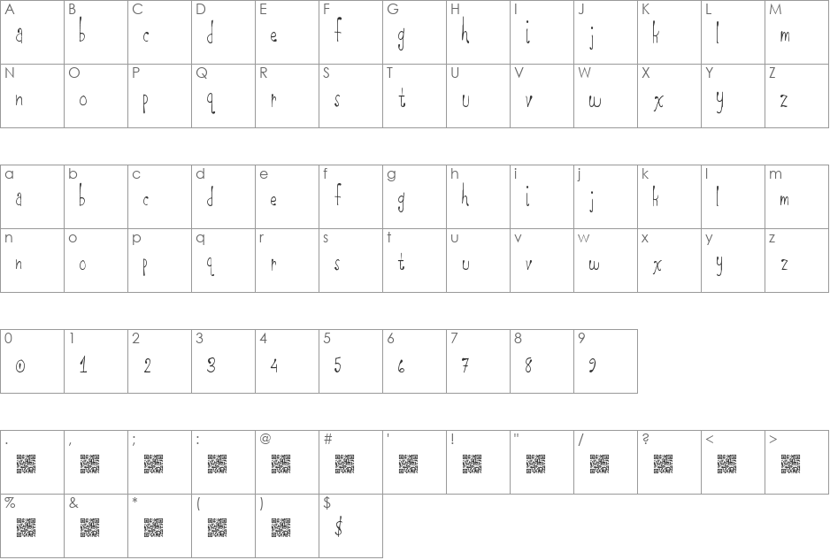 LowerCase font character map preview