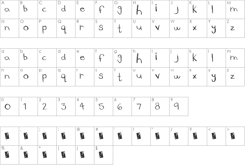 LowerSide font character map preview