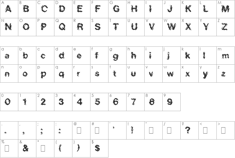 LowerWestSide font character map preview