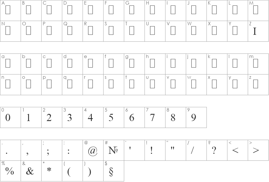 LS Business Nusx font character map preview