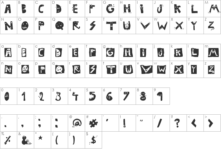 LSD junior font character map preview