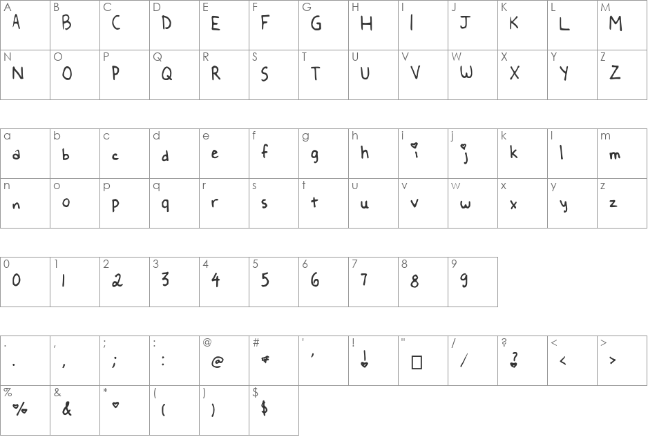LSThisNightisFlawless font character map preview