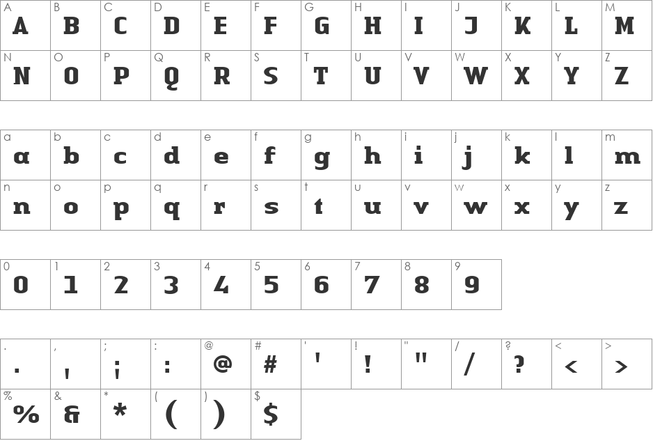 LTAuthenticSerif font character map preview