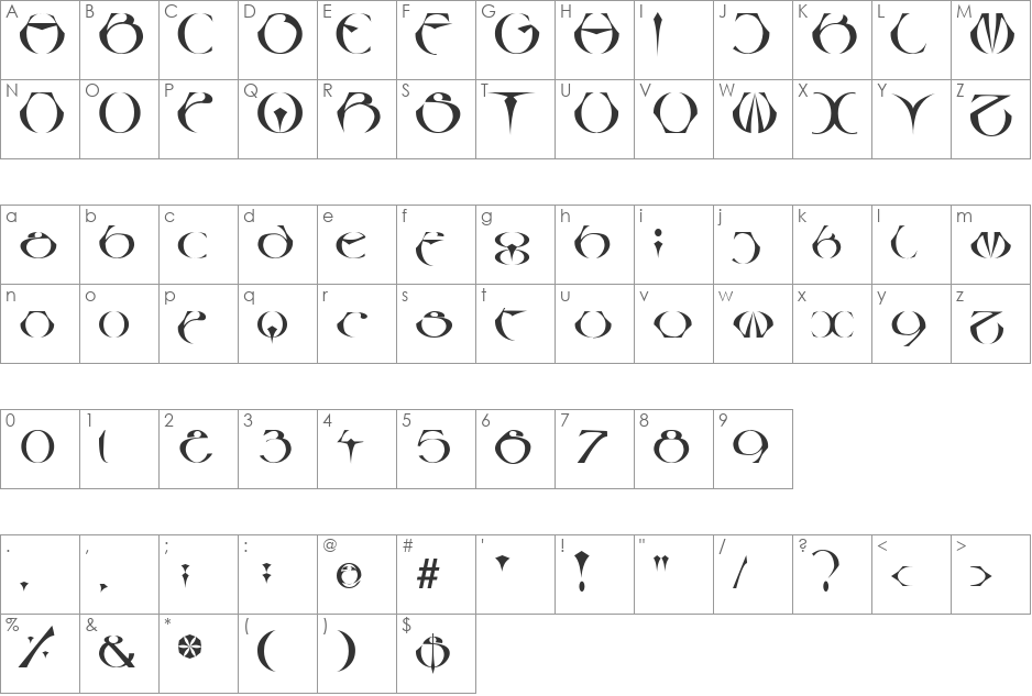 LTBesque font character map preview
