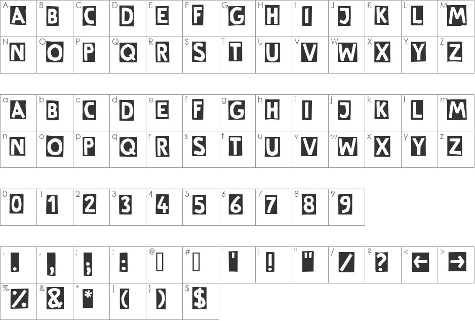 LTCutter font character map preview