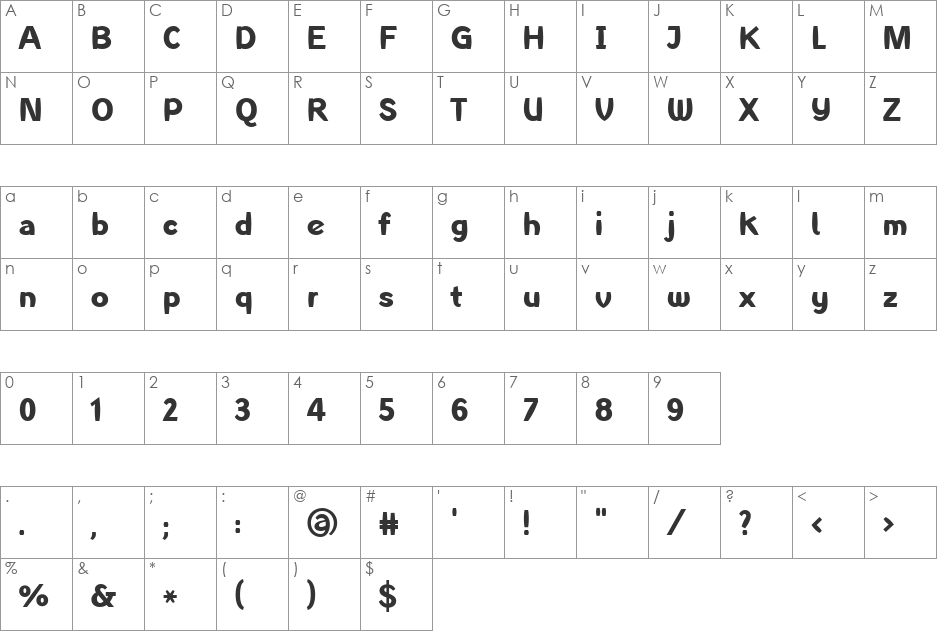LTInagur font character map preview