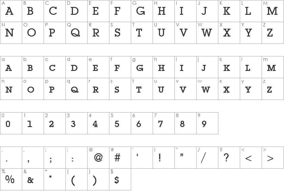 LubbersSmc font character map preview