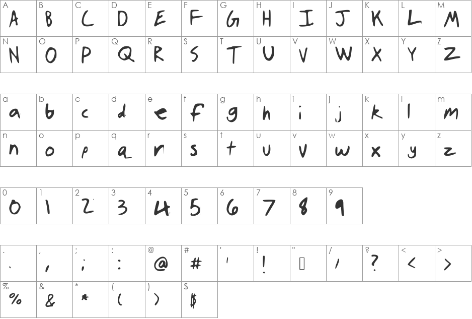 AustinHillyard font character map preview