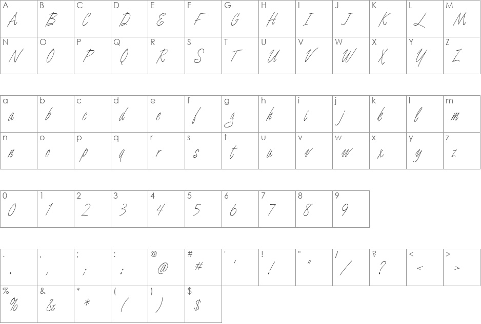 Luce One font character map preview