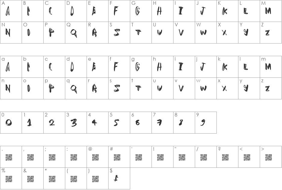 LuckDogs font character map preview