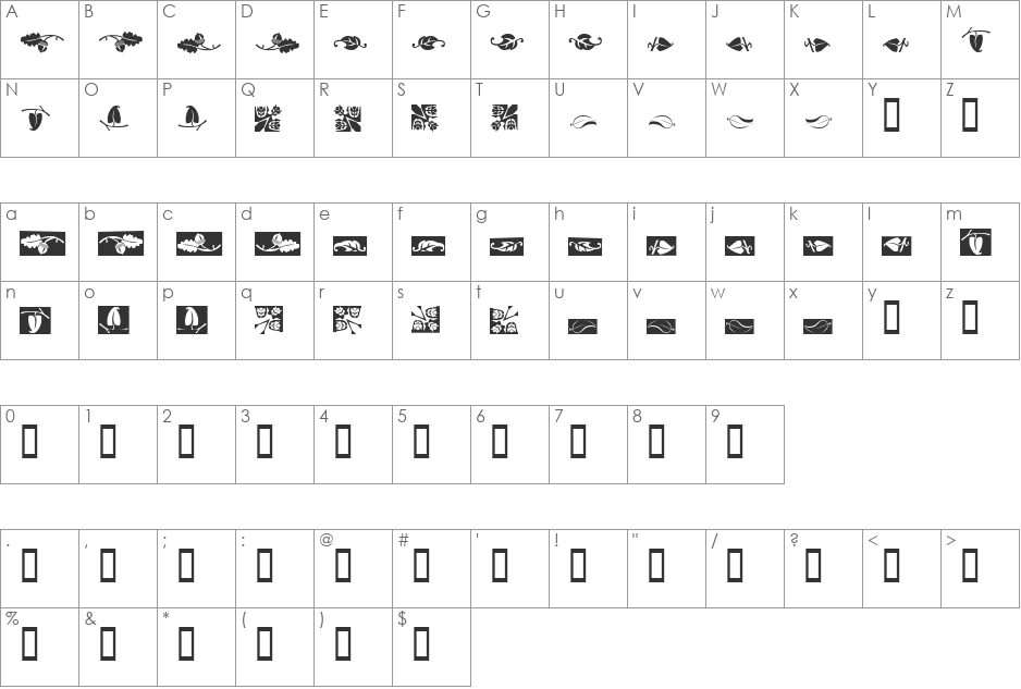 Ludlow Dingbats font character map preview