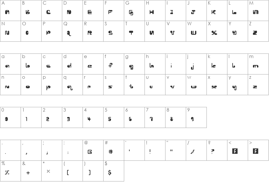 Luggage Lifter font character map preview