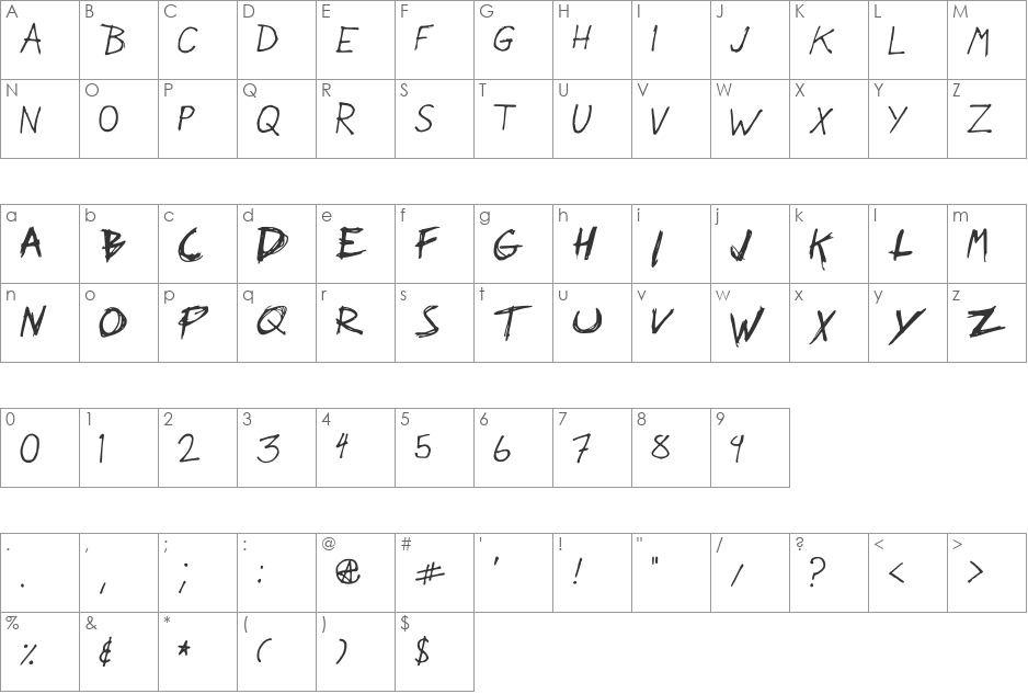Luis Boisvert 1 font character map preview