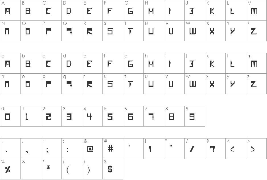 Luis Smat TX Normal font character map preview