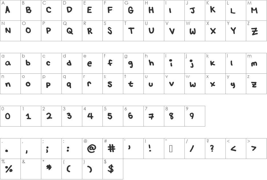 LulusFont font character map preview