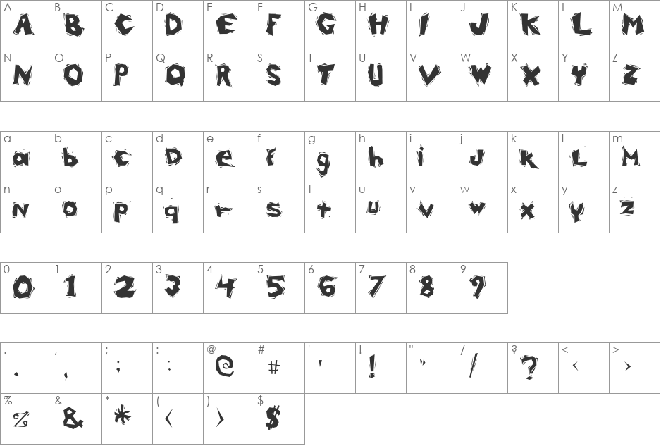 LumberjackFred font character map preview