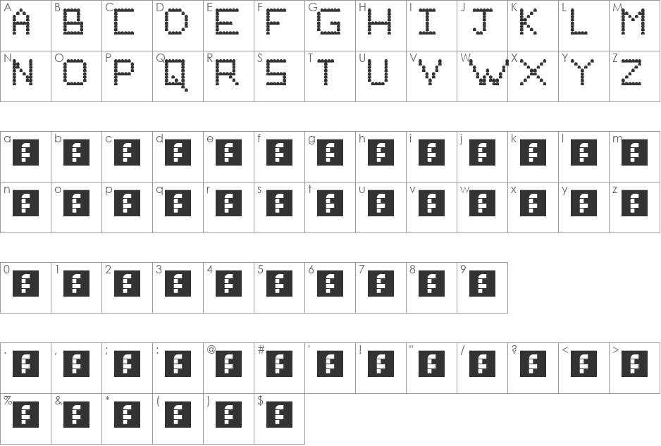 Lump Letters font character map preview