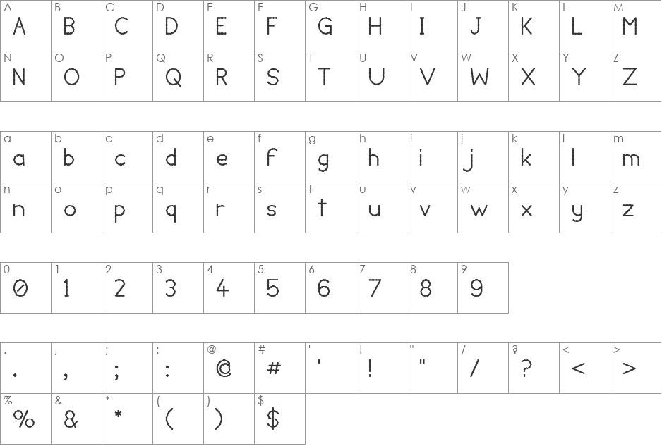 Lumpy Bump font character map preview