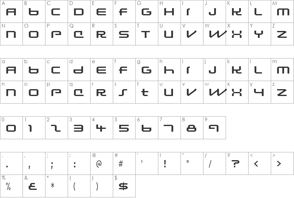 Lunasol Sequence font character map preview