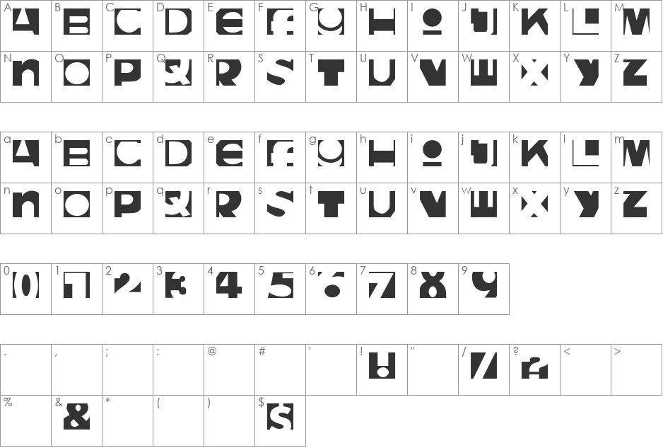 Lunchbox font character map preview