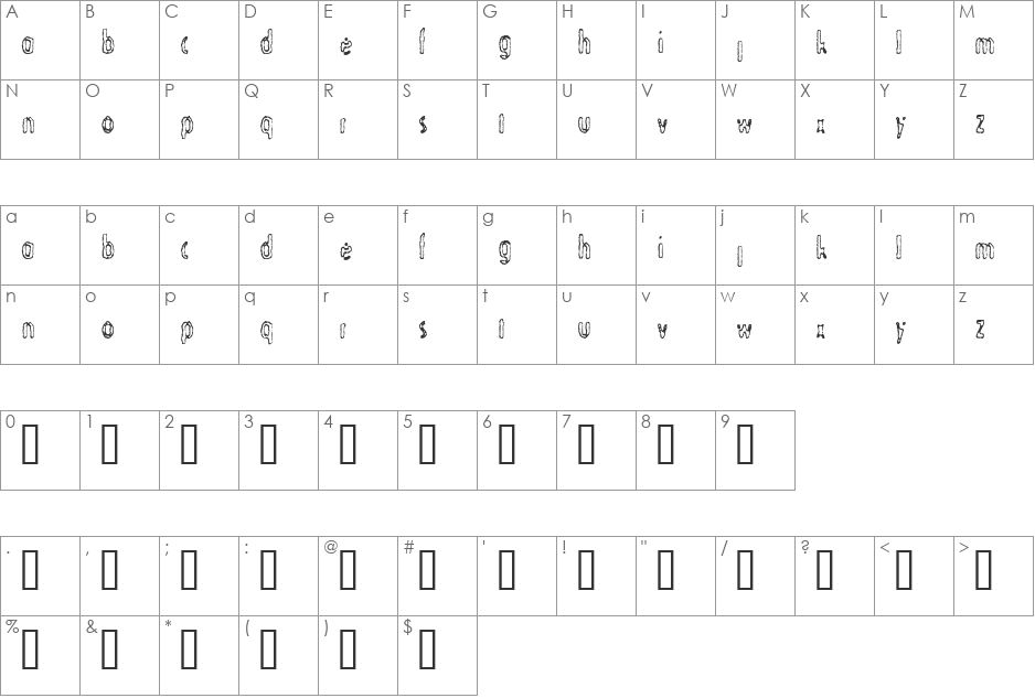 lurker font character map preview