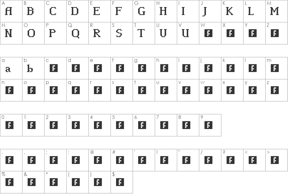 Luxel font character map preview