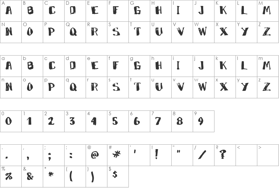 Luxor font character map preview