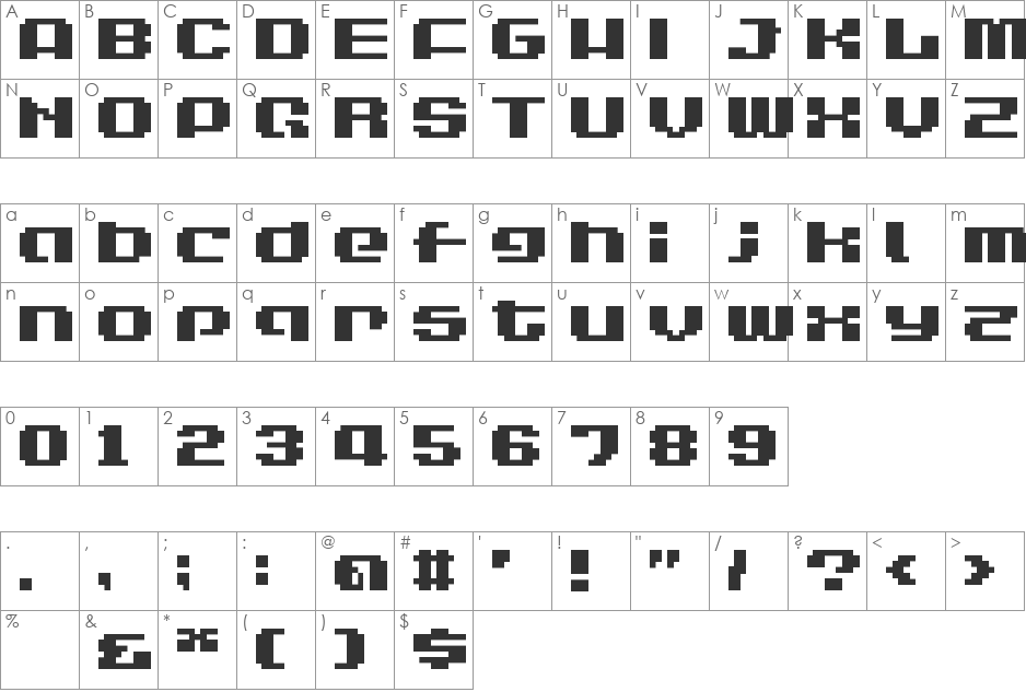 LVDC Game Over 2 font character map preview
