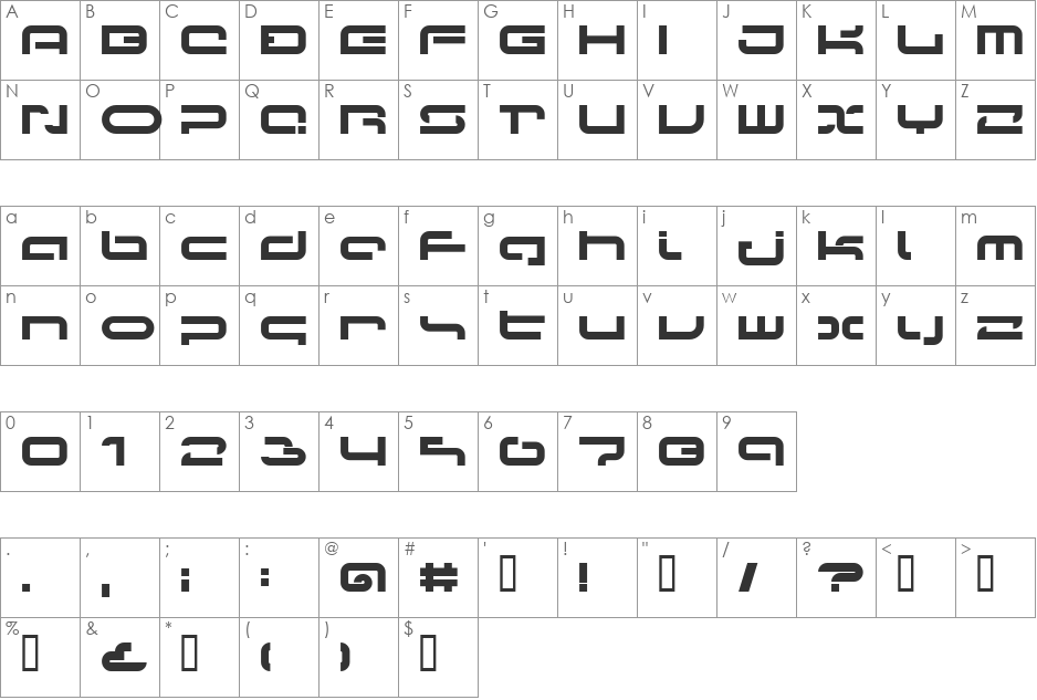 LVDC Papicon font character map preview