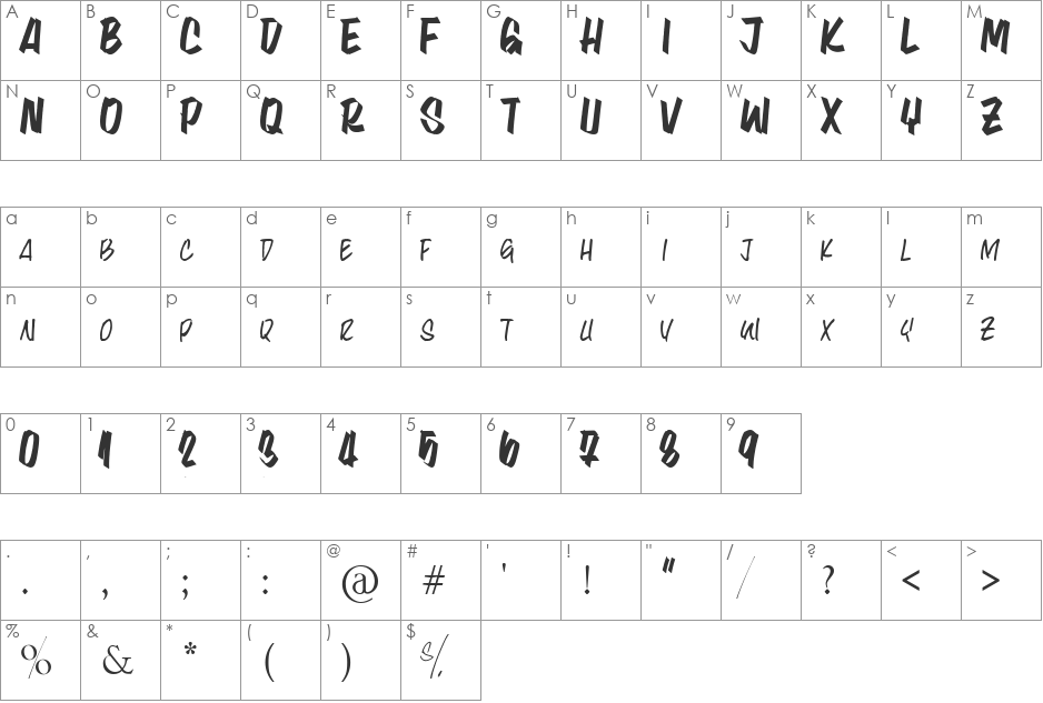 LYNA KETY font character map preview
