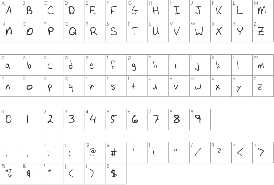 Lynch font character map preview