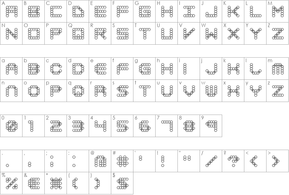 LYNX BRK font character map preview