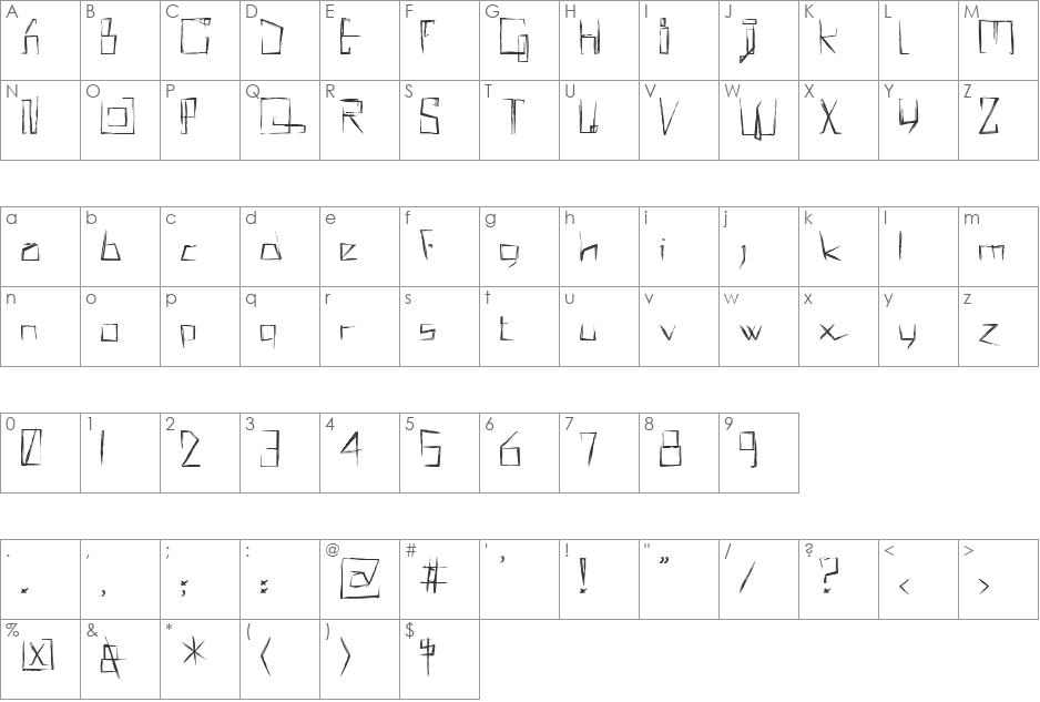 !MISQOT font character map preview