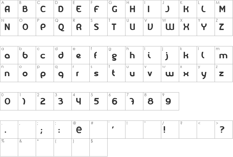 M font character map preview