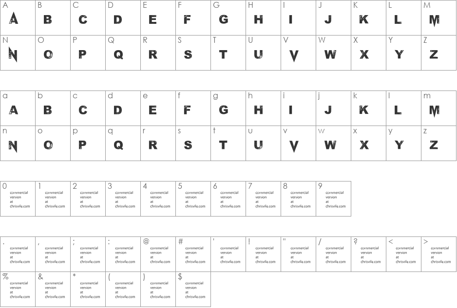 M Ponderosa font character map preview
