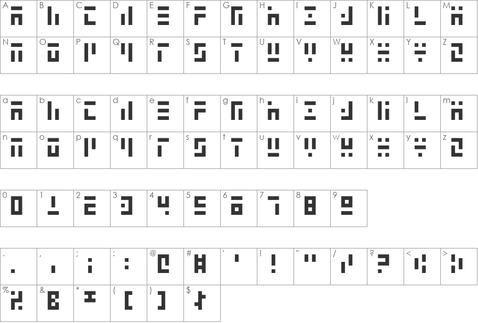 M  2c light font character map preview