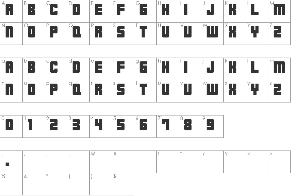M23_HYDRANT SPECIAL font character map preview