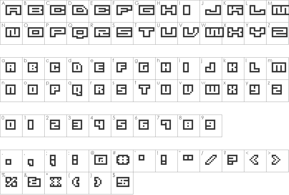 M47_FIRE WIRE font character map preview
