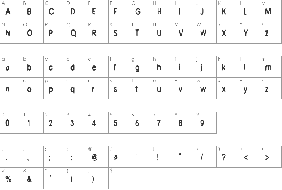 M6 font character map preview