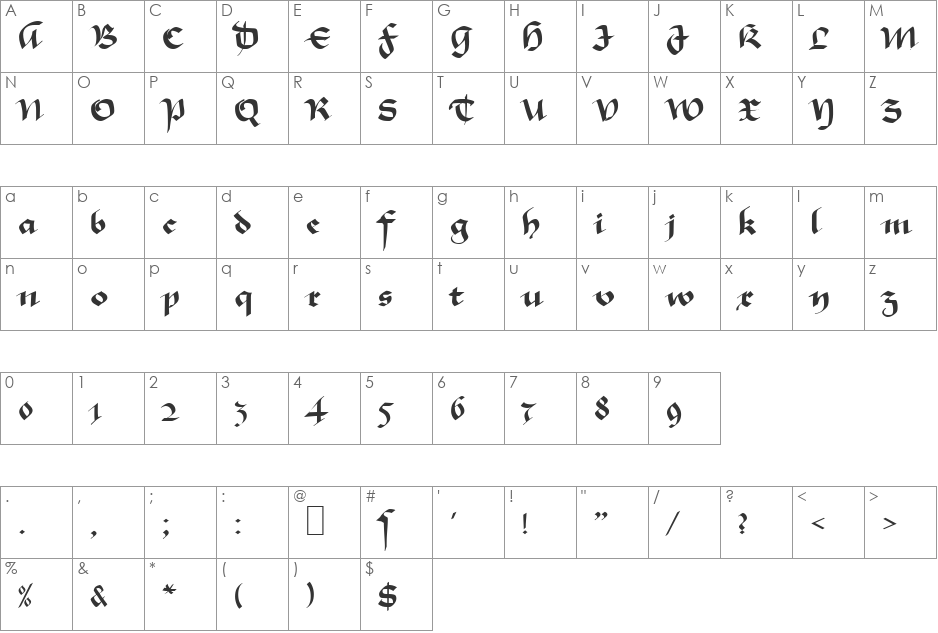 MA GKursiv1 font character map preview