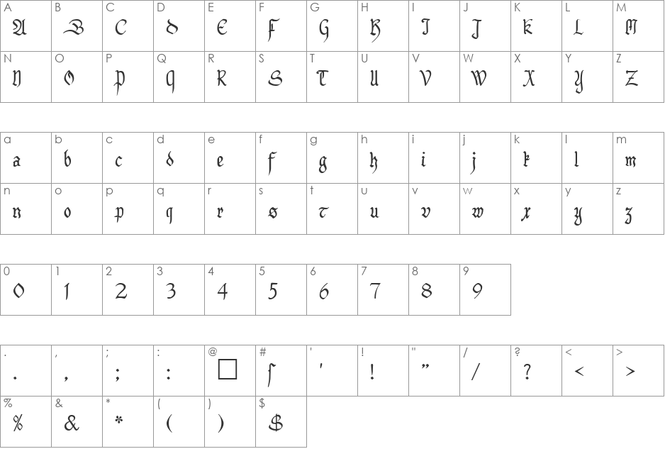 MA Gotbuch DB font character map preview