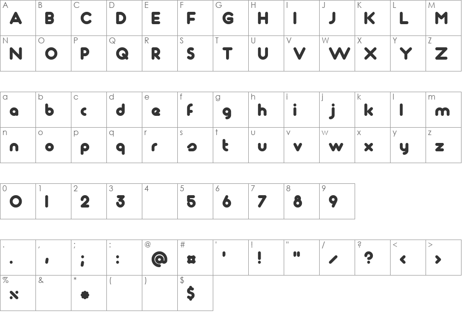 Maagkramp font character map preview