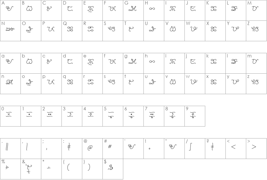 Maalong Tagalog 2 Linear font character map preview