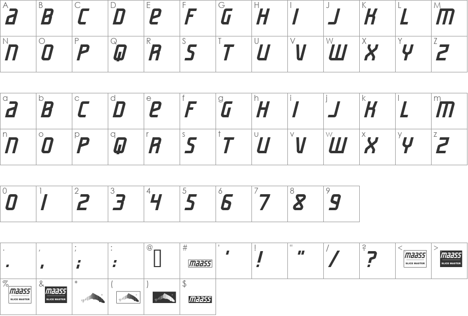 maass slicer font character map preview