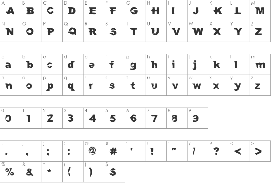 Mac and Sidney font character map preview
