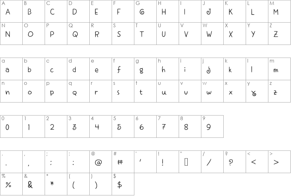 Macopah font character map preview