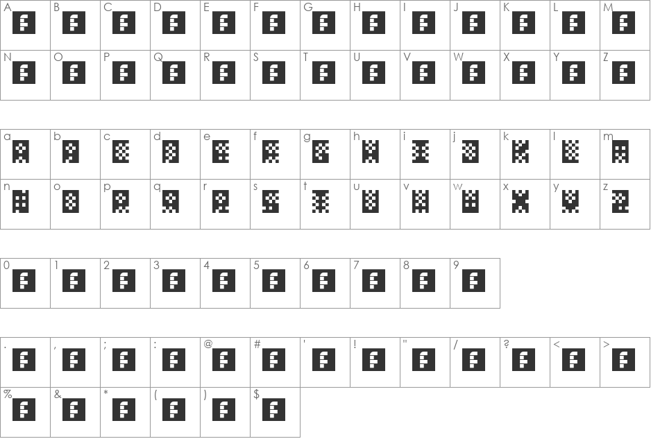 MacroFont Digilu font character map preview