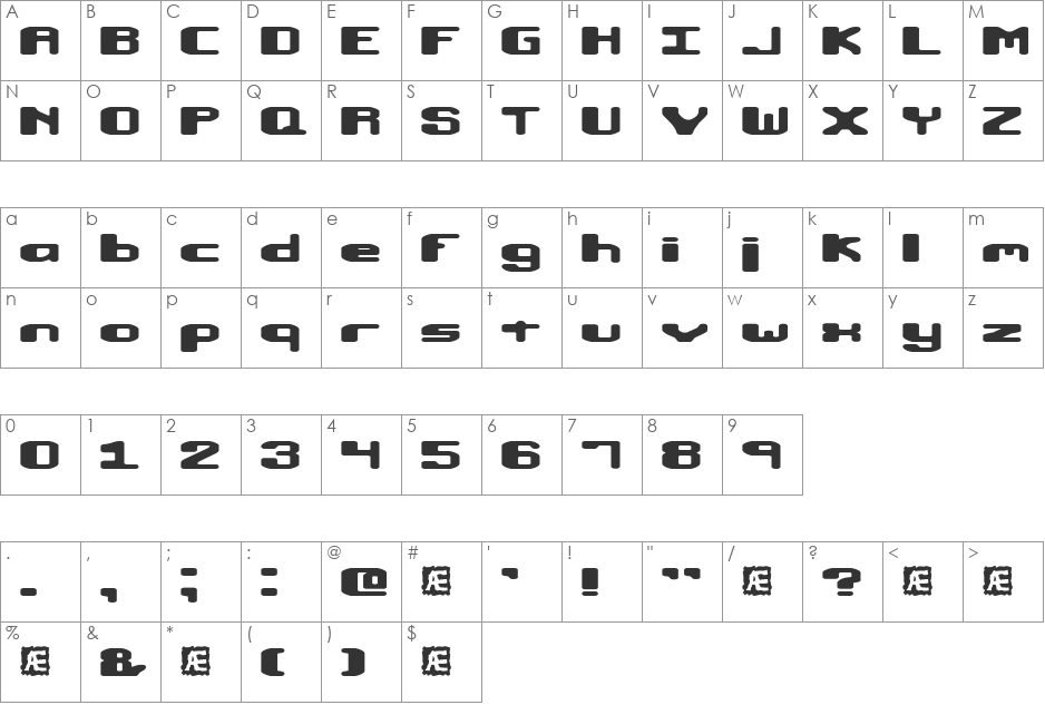 Macropsia (BRK) font character map preview